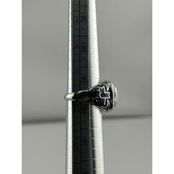 Sterling 925 Ring w/ Enamel and Faceted Purple and Pink Stones Size 6 - Picture 8 of 8